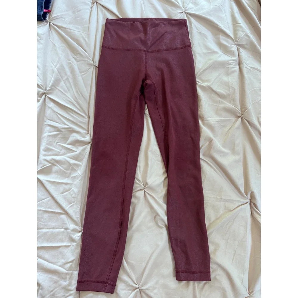 Lululemon Wunder Train High Rise Tight 25 Foil Red Merlot Burgundy LW5EB3S 4